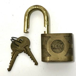 Vintage Eaton Yale & Towne Pin Tumbler Brass Padlock 2 Eaton Yale Keys