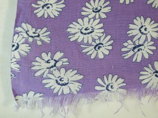 Vintage White Daisies Flowers On Purple Background Opened Feed Sack