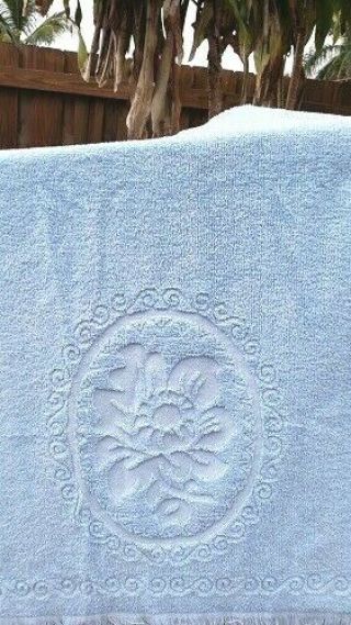 Vintage Cannon Monticello Usa Fringed Bath Towel Light Blue Decor Craft