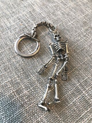 Vintage Taxco Mexico Sterling Silver Skeleton Key Ring/chain Or Pendant