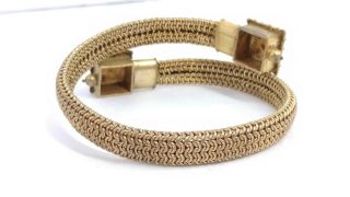 J Antique Victorian Bohemian Garnet Gold Filled Etruscan Braided Cuff Bracelet 3