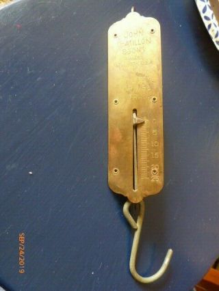 Vintage John Chatillon Sons Ny Usa Brass Fish Or Farm Scale Weighs 25 Lbs