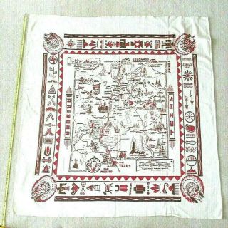 Vintage Hand Printed Tablecloth Map Of Mexico