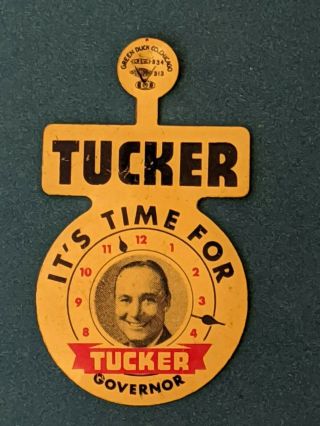 Vintage Preston Tucker Governor Cars Metal Tin Litho Fold Over Tab Button Pin