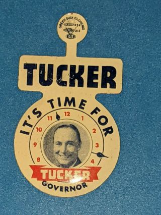 Vintage Preston Tucker Governor Cars Metal Tin Litho Fold Over Tab Button Pin 2