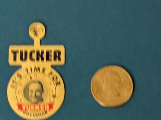 Vintage Preston Tucker Governor Cars Metal Tin Litho Fold Over Tab Button Pin 3