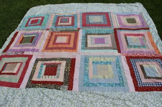 Vintage Quilt Top Hand Stitched With Feed Sack Material And Old Fabrics