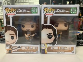 Funko Pop Andy Dwyer April Ludgate Parks And Recreation Rec With Pop Protector
