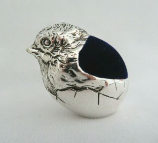 Silver Plated Hatching Chick Bird Sewing Pin Cushion