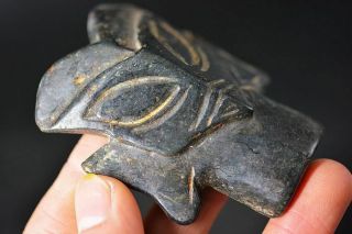 Chinese Sanxingdui Culture Magnetite Jade Carved Mask Amulet H15