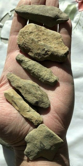 6 Ancient Nj Indian Argillite Projectile Points Assunpink Creek West Windsor
