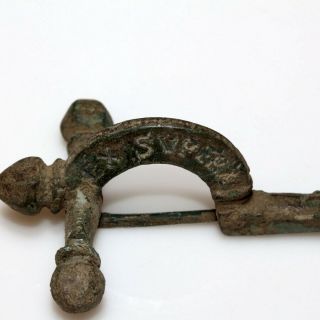 Roman Military Bronze Crossbow Fibula Brooch With Inscriptions 400 Ad