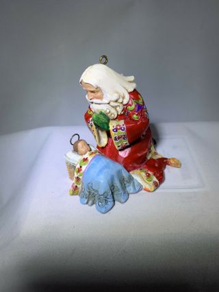 Jim Shore Kneeling Santa With Baby Jesus Christmas Hanging Ornament 4013899