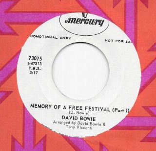 David Bowie " Memory Of A Festival " Mercury 73073 Wlp 7 " 45