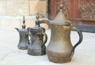 A Antique copper brass PERSIAN Islamic Dallah Arabic Coffee Pot 3