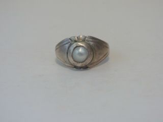 Ancient Roman (or Medieval?) Silver Ring Inset With A Pearl.  " Magic Eye "