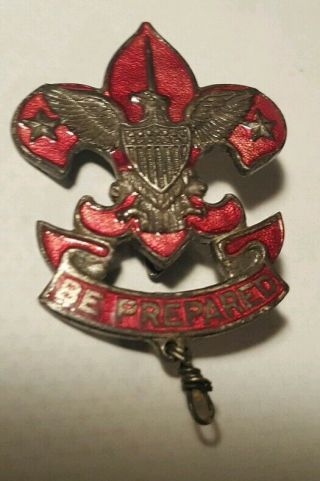 Vtg Assistant Scoutmaster Boy Scout Leader Pin Uniform Lapel Red Enamel 1911