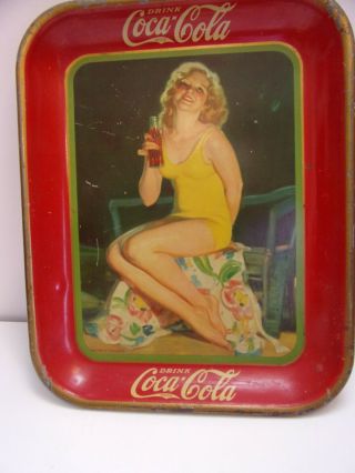 1932 " Coca - Cola Tray /american Art,  Inc.  Coshocton,  Ohio / Bathing Beauty