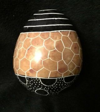 Kenya Hand Carved Engraved Stone Egg - Black Brown & White - (no Stand) Art Gift