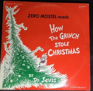 Dr.  Seuss How The Grinch Stole Christmas Read By Zero Mostel Lp 1975 Vg