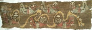 Fragment Textil Nazca,  Woven Paracas Warrior.  Chavin,  Precolumbian,  Moche
