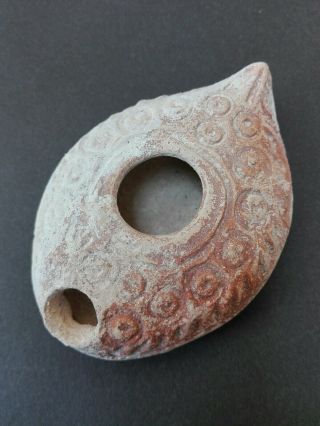 Ancient Roman Oil Lamp Pottery Antique Decorated Century 100 - 200 Ad Beauty Circa