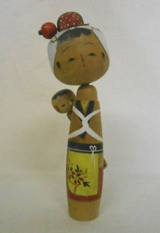 Japanese Vintage Wooden Kokeshi Nodder Doll 16cm / Baby - Sitter