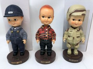 Set Of 3 Dungaree Jeans Buddy Lee Bobble Head Resin Statues