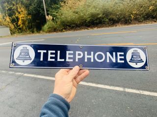 Rare 1939 Bell System Public Pay Phone / Booth Porcelain Sign