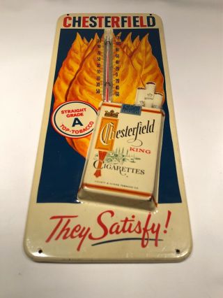 Vintage 50s Chesterfield King Cigarette Advertising Thermometer Sign Tobacciana