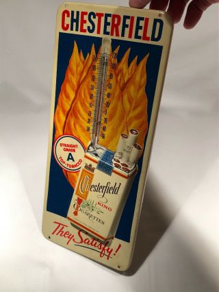 Vintage 50s Chesterfield King Cigarette Advertising Thermometer Sign Tobacciana 2