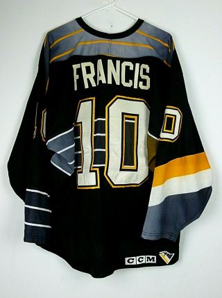 Vintage Ron Francis Pittsburgh Penguins Ccm Jersey Embroidered Robo Pens Size Xl