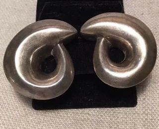 Von Musulin Vintage Modernist Sterling Silver Heavy Swirl Earrings