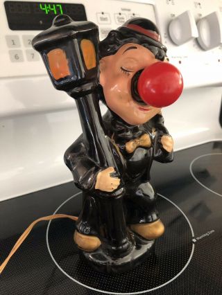 Vintage Drunk Hobo Clown Red Light Street Lamp Post Bar,  9”h 5”w