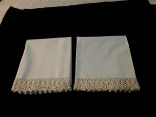 Vintage Cannon Muslim Off - White Crocheted Trim Pillow Cases