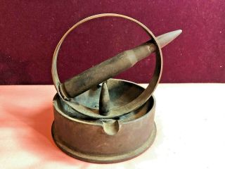 Vintage Wwii Trench Art Ashtray Made From 105mm M14 Shell And 50 Cal Bullets