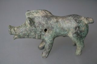 Ancient Fantastic Roman Bronze Figurine Boar 1st - 4th Ad