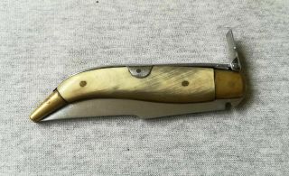 VINTAGE MADE IN SPAIN SPANISH SMALL NAVAJA FOLDING KNIFE with BONE HANDLE 3