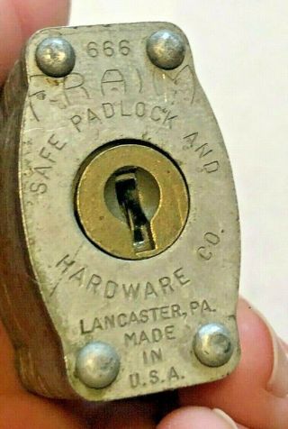 Vintage FRAIM 666 Safe Padlock and Hardware Co Lock with 2 Keys 777 3