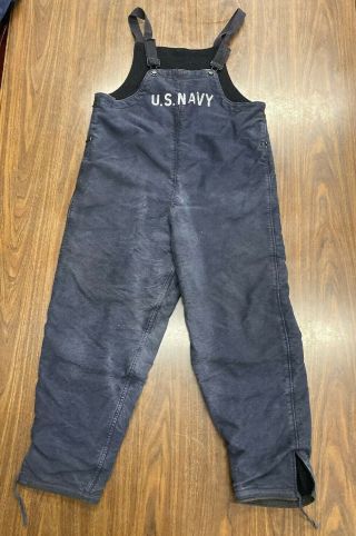 Early Ww Ii U.  S Navy Blue Canvas Deck Pants Size Large (usn)