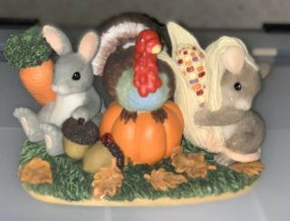 Fitz & Floyd Charming Tails Be Thankful For Friends Thanksgiving Mouse Figurine