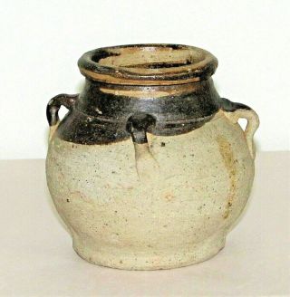 Chinese Tang Tomb Burial Pottery Pot With Lugs C.  7th - 8thc / 4 " D X 4.  25 " H