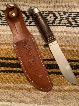 Vintage 1960’s Western Usa L46 - 5 Bowie Hunting Fishing Survival Knife W/sheath
