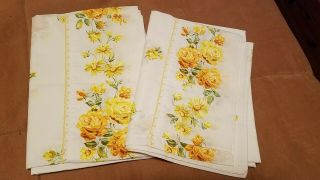 Set Of Vintage Fashion Manor Yellow Rose / Floral Pillowcases
