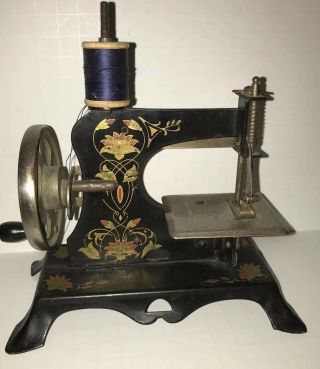 Antique Mini Metal Salesman Sample Toy Sewing Machine Germany