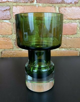 Vintage Green Glass Hyacinth Bulb Forcing Vase 7.  25 " Mcm Holmegaard Empoli Style