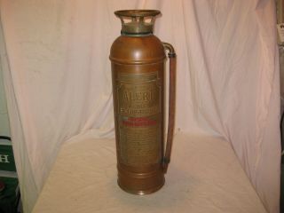 Antique Copper & Brass " Alert " Fire Extinguisher Made By American Lafrance Lqqk