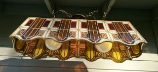 Vtg Stained Glass Billiards,  Pool Table Light Or Kitchen,  Dining Autumn Colors