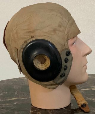 WWII USAAF Army Air Force Type AN - H - 15 Summer Cloth Flight Helmet - SAW COMBAT 2