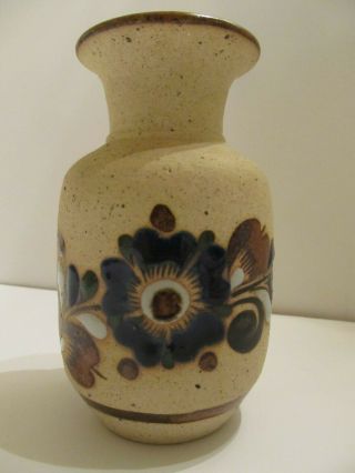 Vintage Small Vase Tonala Art Pottery Mexico Floral Mexican Folk Art